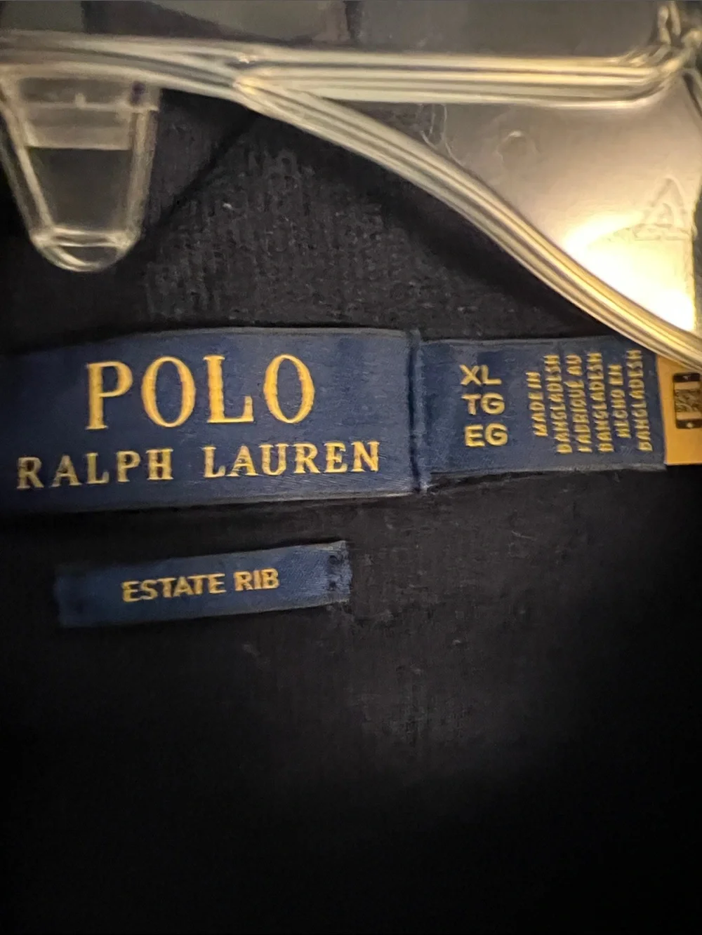 Polo Ralph Lauren Navy Quarter-Zip Sweater with Gold Pony XL